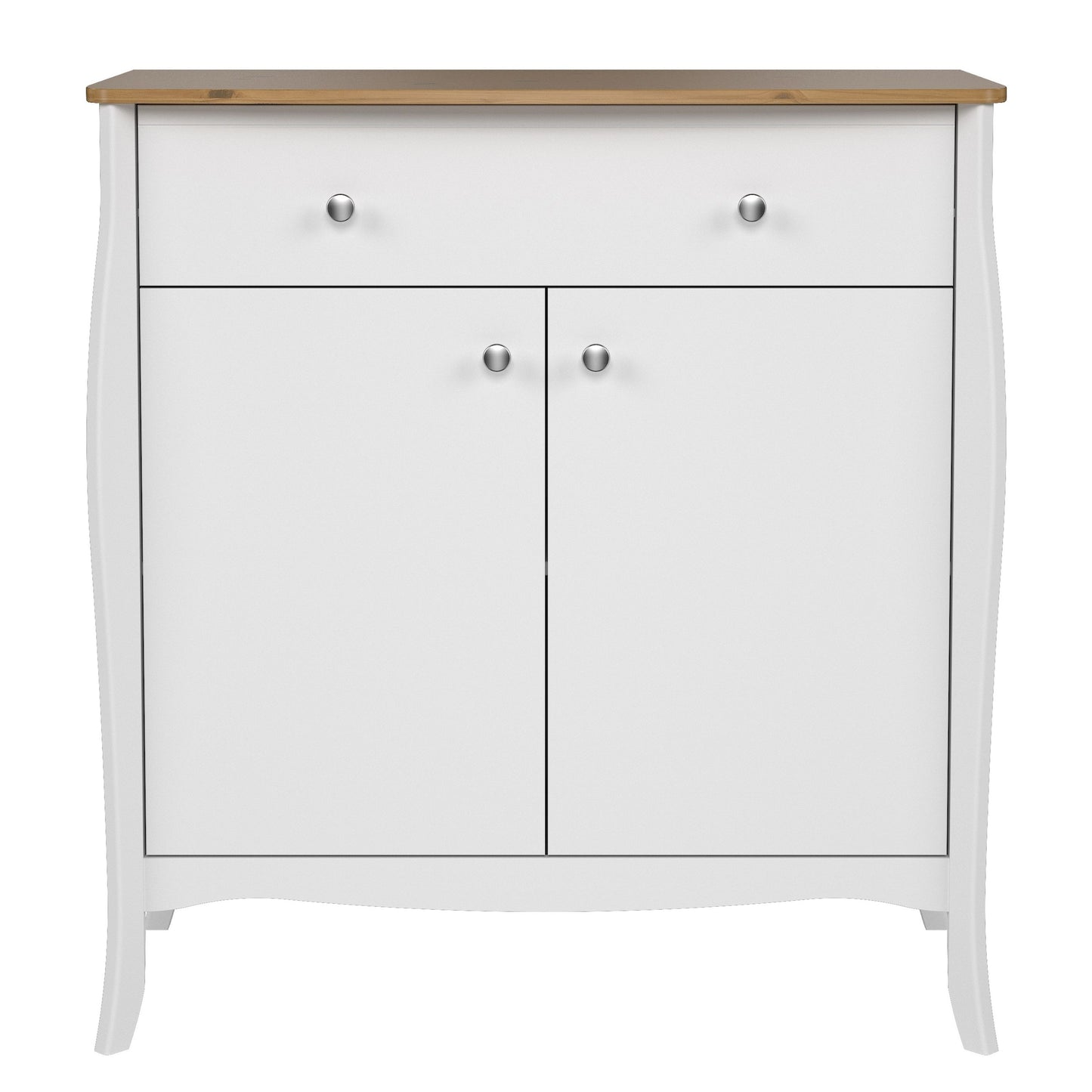 Baroque Sideboard 2 Doors 1 Drawer in Pure White Iced Coffee Lacquer