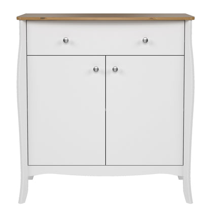 Baroque Sideboard 2 Doors 1 Drawer in Pure White Iced Coffee Lacquer