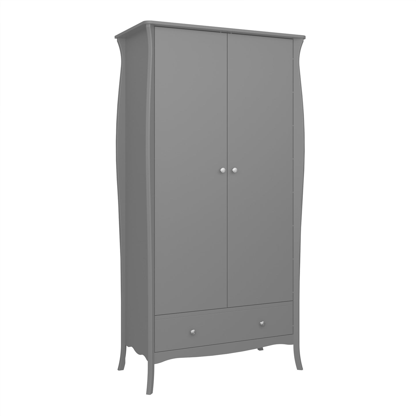 Baroque 2 Door Wardrobe with drawers in Grey