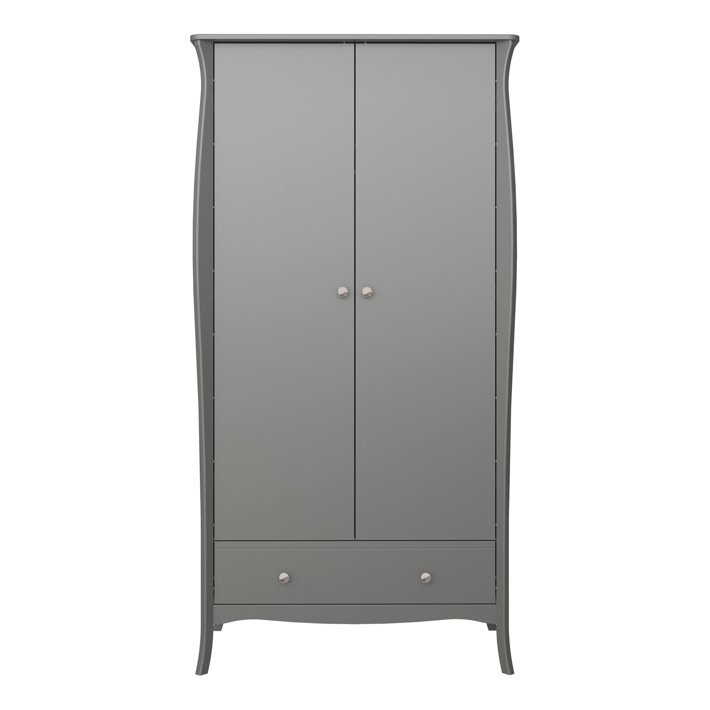 Baroque 2 Door Wardrobe with drawers in Grey