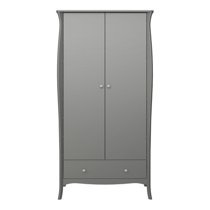 Baroque 2 Door Wardrobe with drawers in Grey