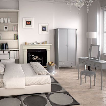 Baroque 2 Door Wardrobe with drawers in Grey