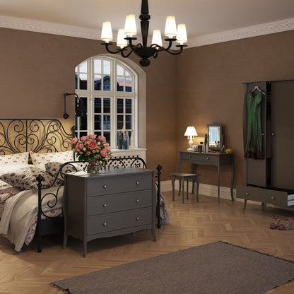 Baroque 2 Door Wardrobe with drawers in Grey