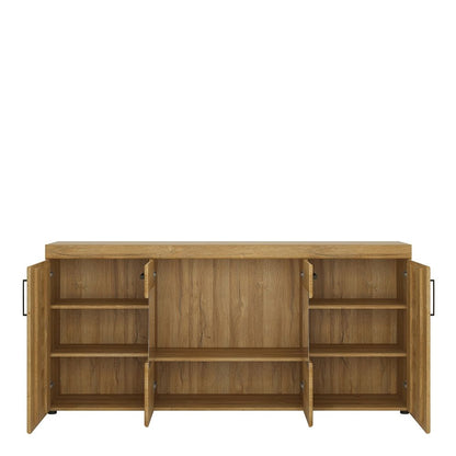 Cortina 4 Door Wide Glazed Sideboard in Grandson Oak
