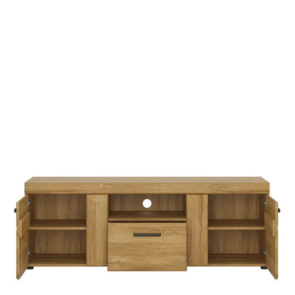 Cortina 2 Door 1 Drawer Tall TV Cabinet in Grandson Oak