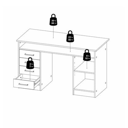 Function Plus White and Grey Desk with 4 Drawers 1 Door