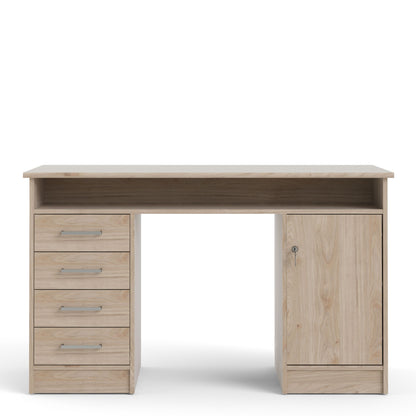 Function Plus Jackson Hickory Oak Desk with 4 Drawers 1 Door