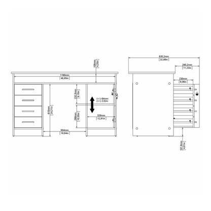 Function Plus Jackson Hickory Oak Desk with 4 Drawers 1 Door