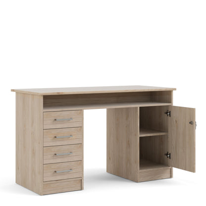 Function Plus Jackson Hickory Oak Desk with 4 Drawers 1 Door