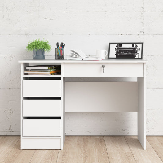 Function Plus 4 Drawer White Desk