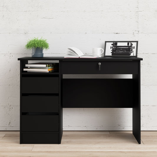 Function Plus 4 Drawer Black Desk