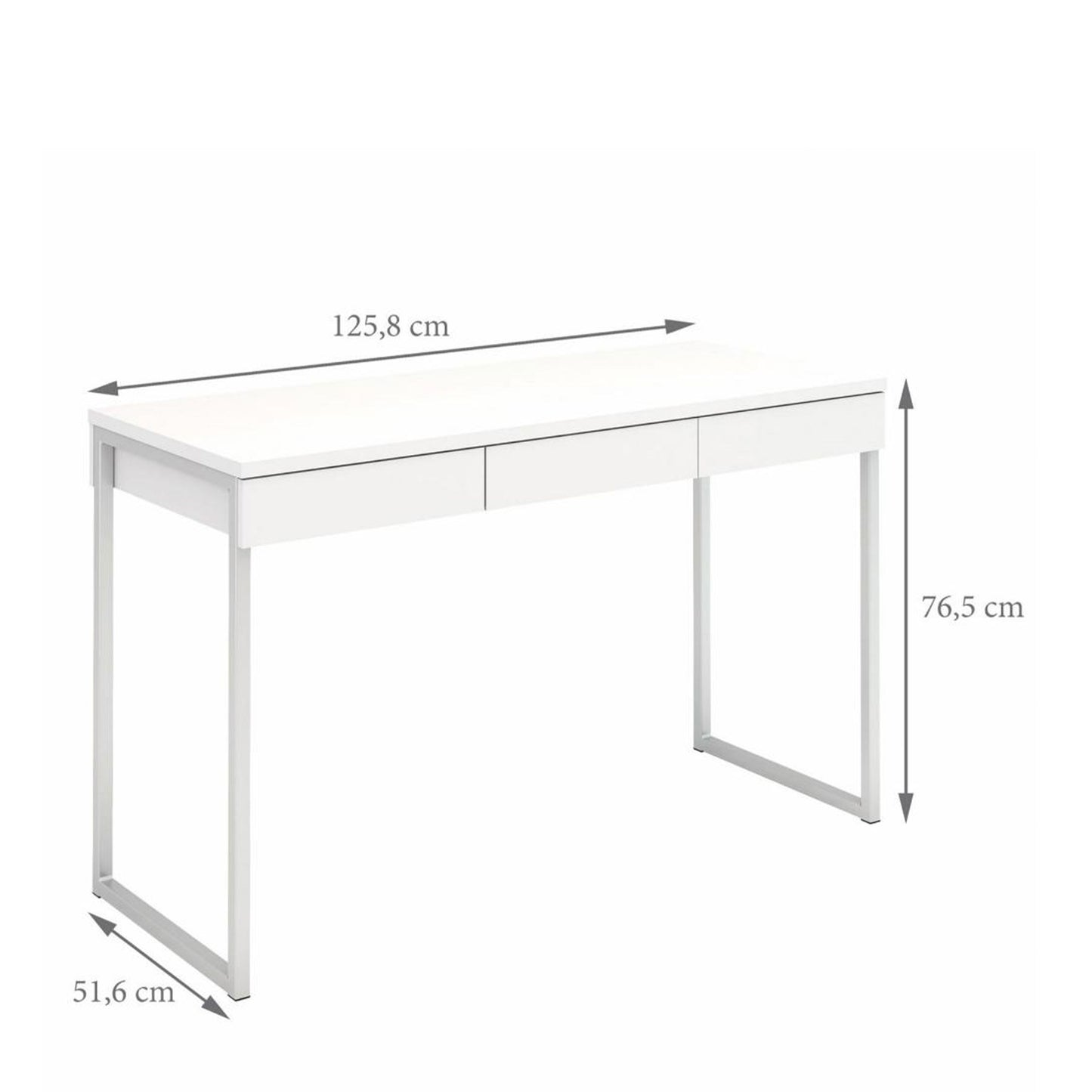 Function Plus White Desk with 3 Drawers