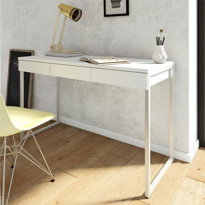 Function Plus White Desk with 3 Drawers