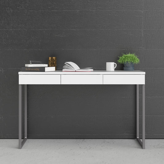 Function Plus White Desk with 3 Drawers