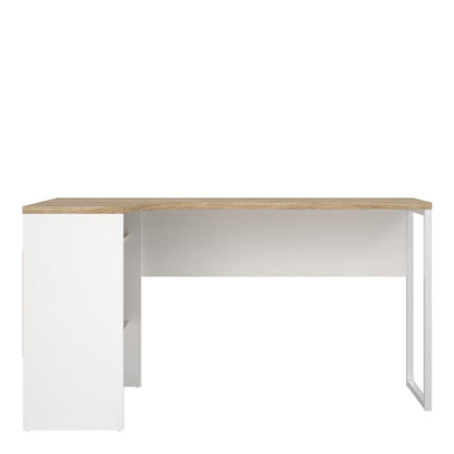 Function Plus White and Oak Corner Desk with 2 Drawers