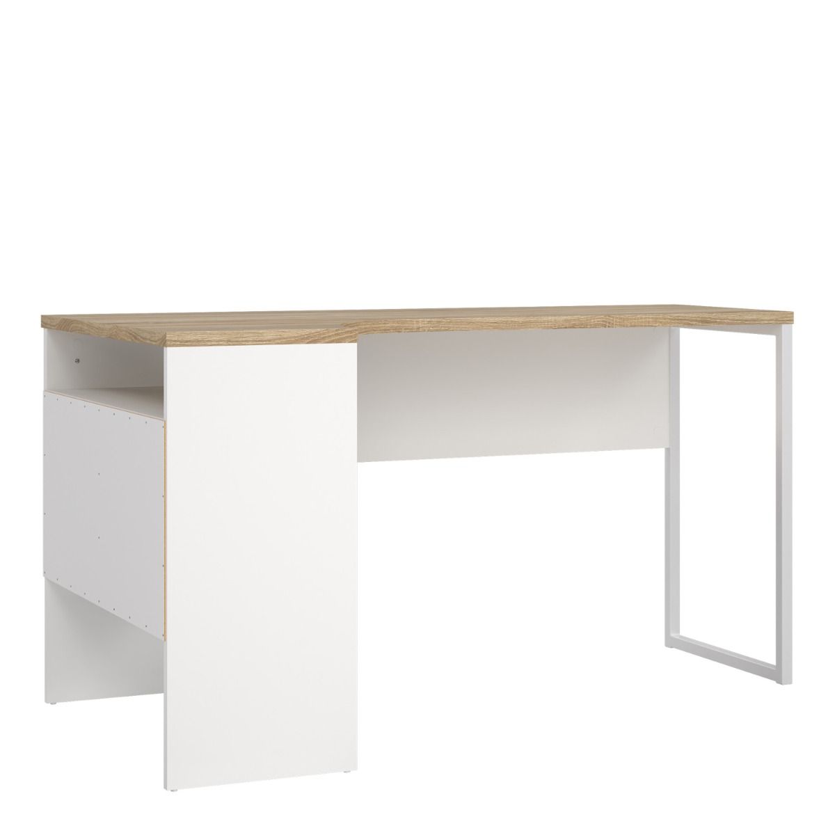 Function Plus White and Oak Corner Desk with 2 Drawers