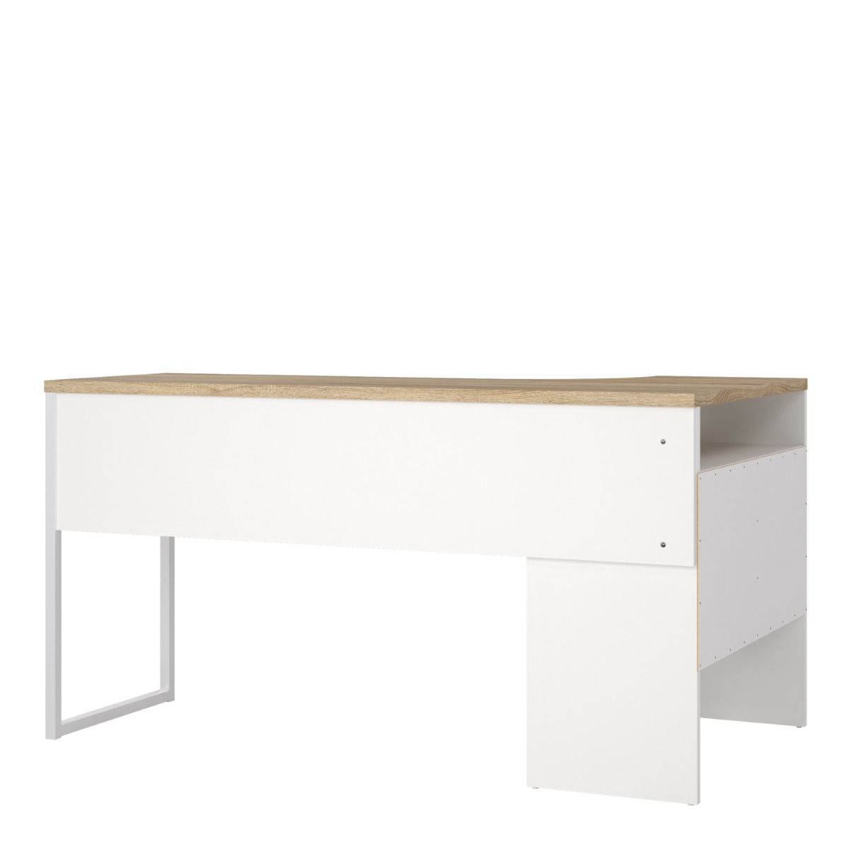 Function Plus White and Oak Corner Desk with 2 Drawers