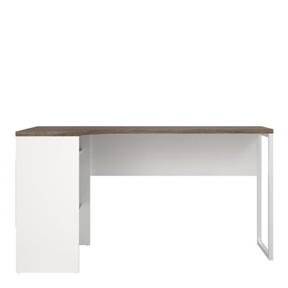 Function Plus White and Truffle Oak Corner Desk with 2 Drawers