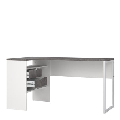 Function Plus White and Grey Corner Desk with 2 Drawers