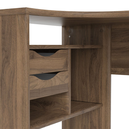 Function Plus Walnut Corner Desk with 2 Drawers