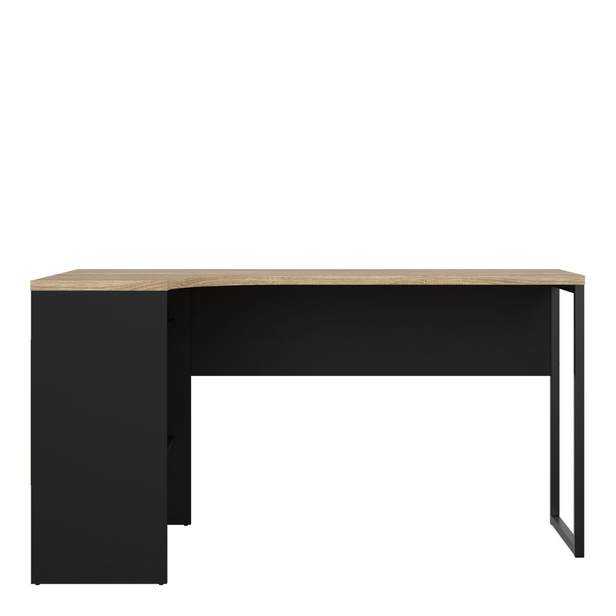 Function Plus Oak and Matt Black Corner Desk with 2 Drawers