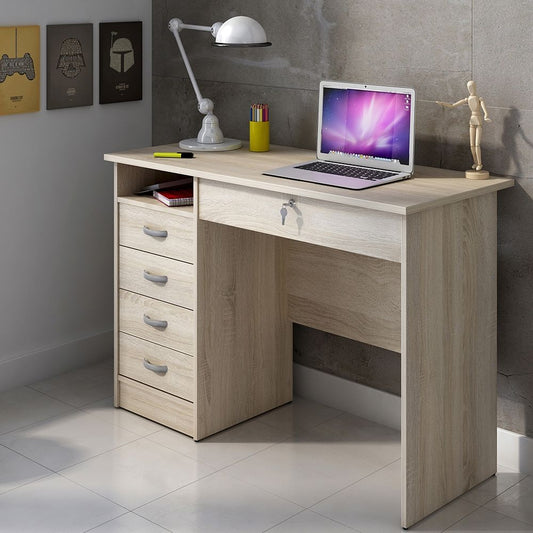 Function Plus 5 Drawers Oak Desk