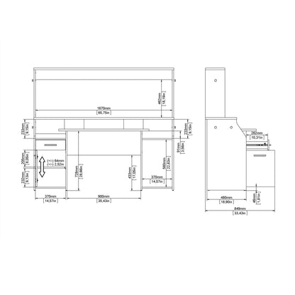 Function Plus Gaming Desk with 1 Door 1 Drawer
