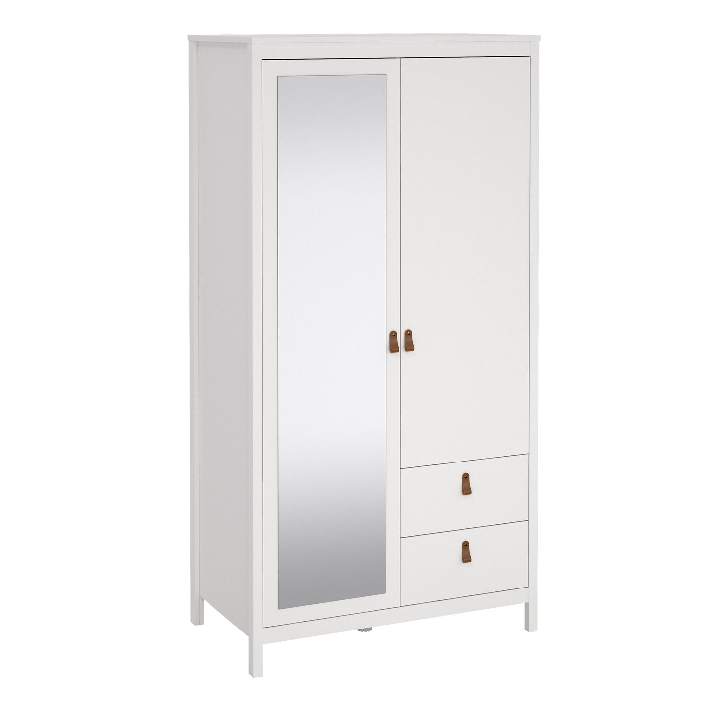 Barcelona 2 Door Mirrored Wardrobe - White