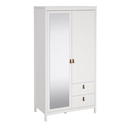 Barcelona 2 Door Mirrored Wardrobe - White