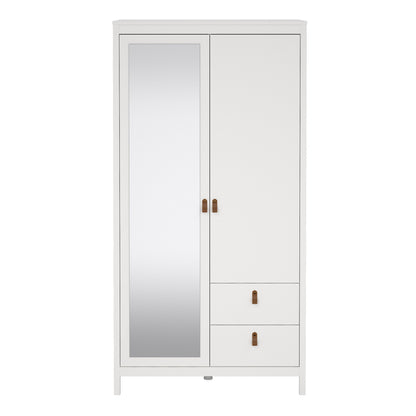 Barcelona 2 Door Mirrored Wardrobe - White
