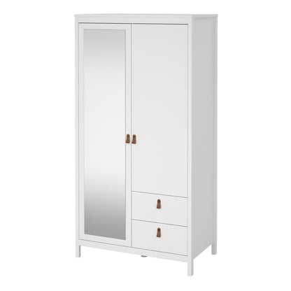 Barcelona 2 Door Mirrored Wardrobe - White