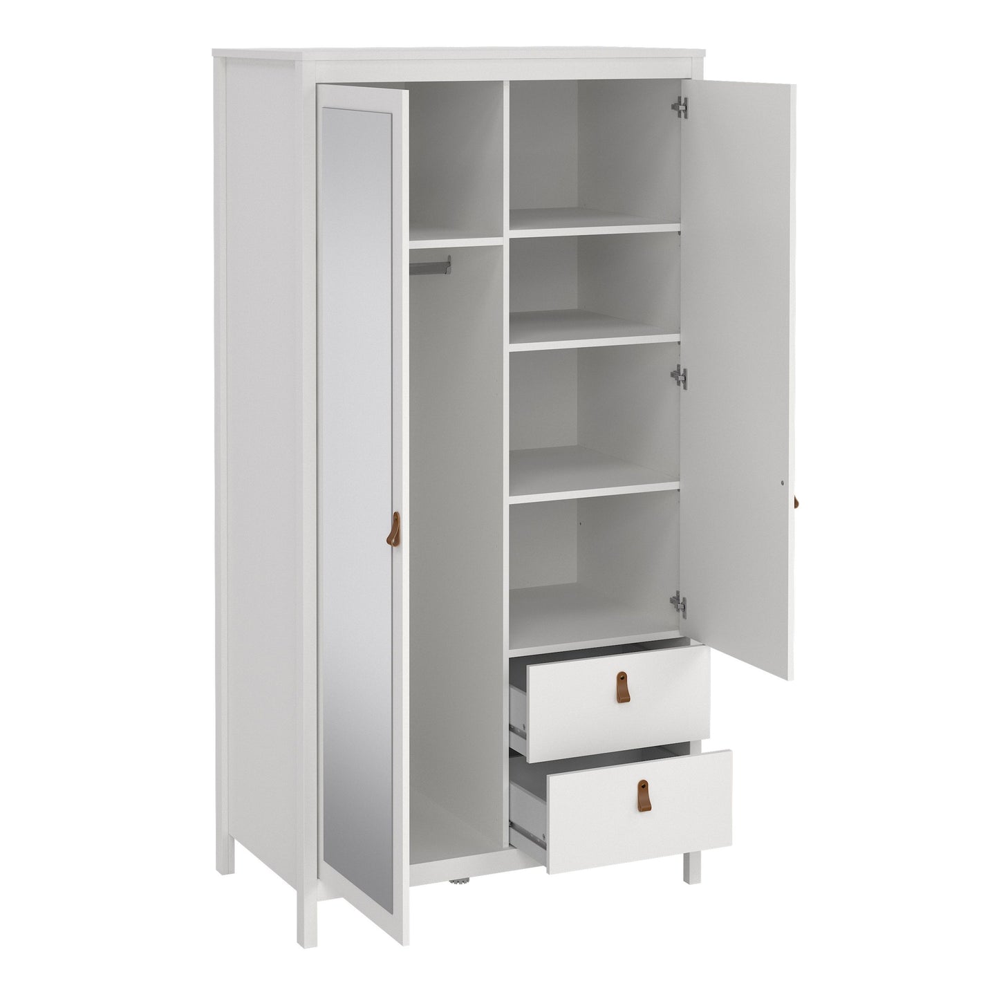 Barcelona 2 Door Mirrored Wardrobe - White