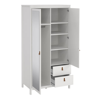 Barcelona 2 Door Mirrored Wardrobe - White