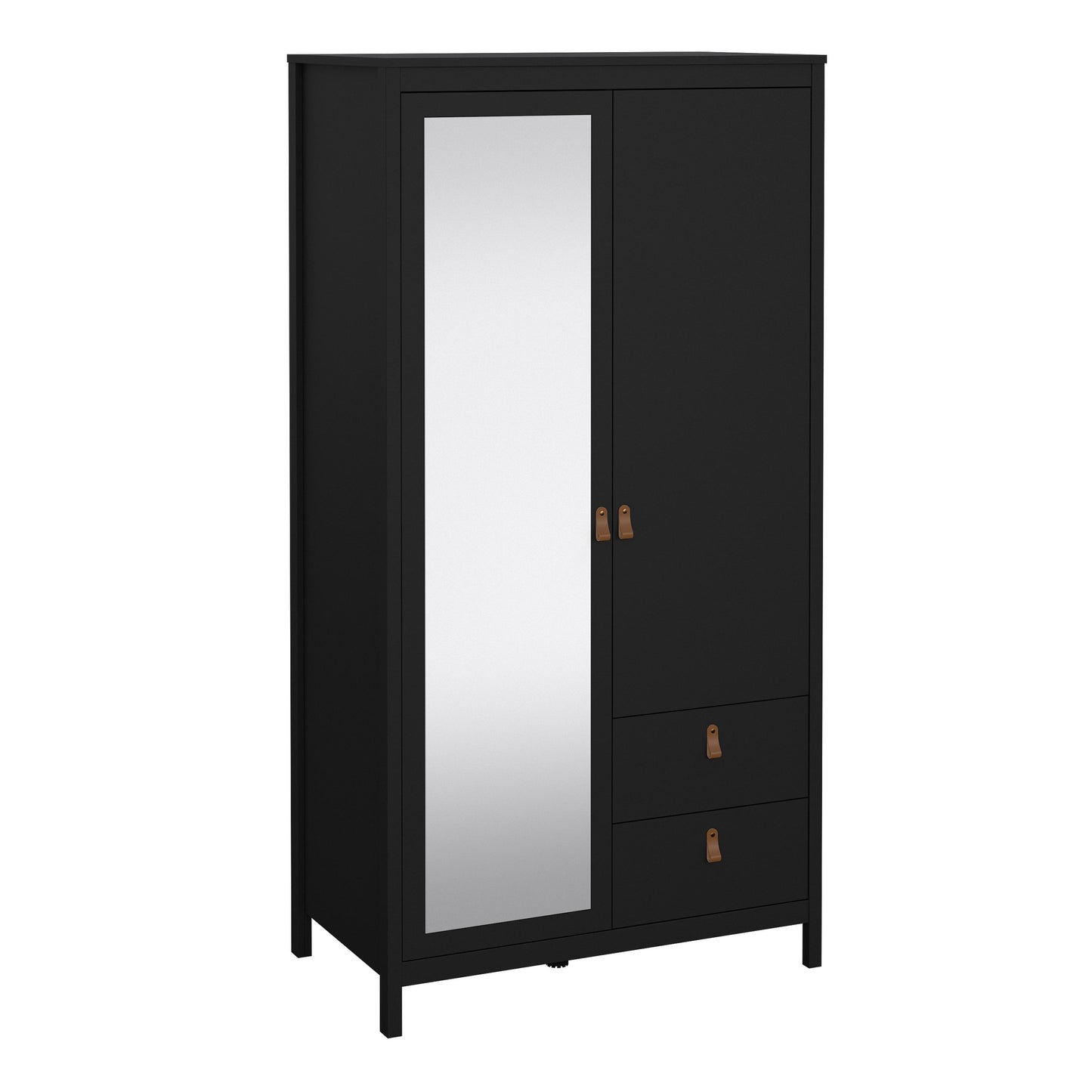 Barcelona 2 Door Mirrored Wardrobe - Black