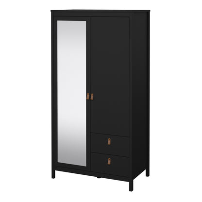Barcelona 2 Door Mirrored Wardrobe - Black