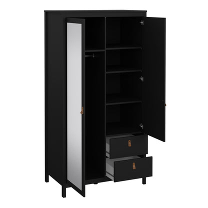 Barcelona 2 Door Mirrored Wardrobe - Black