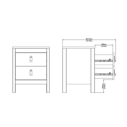 Barcelona Bedside Table with 2 Drawers