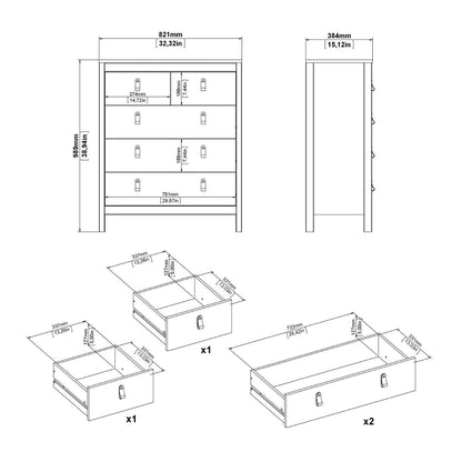 Barcelona 3+2 Chest Dresser in White