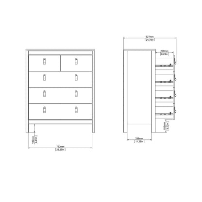 Barcelona 3+2 Chest Dresser in White