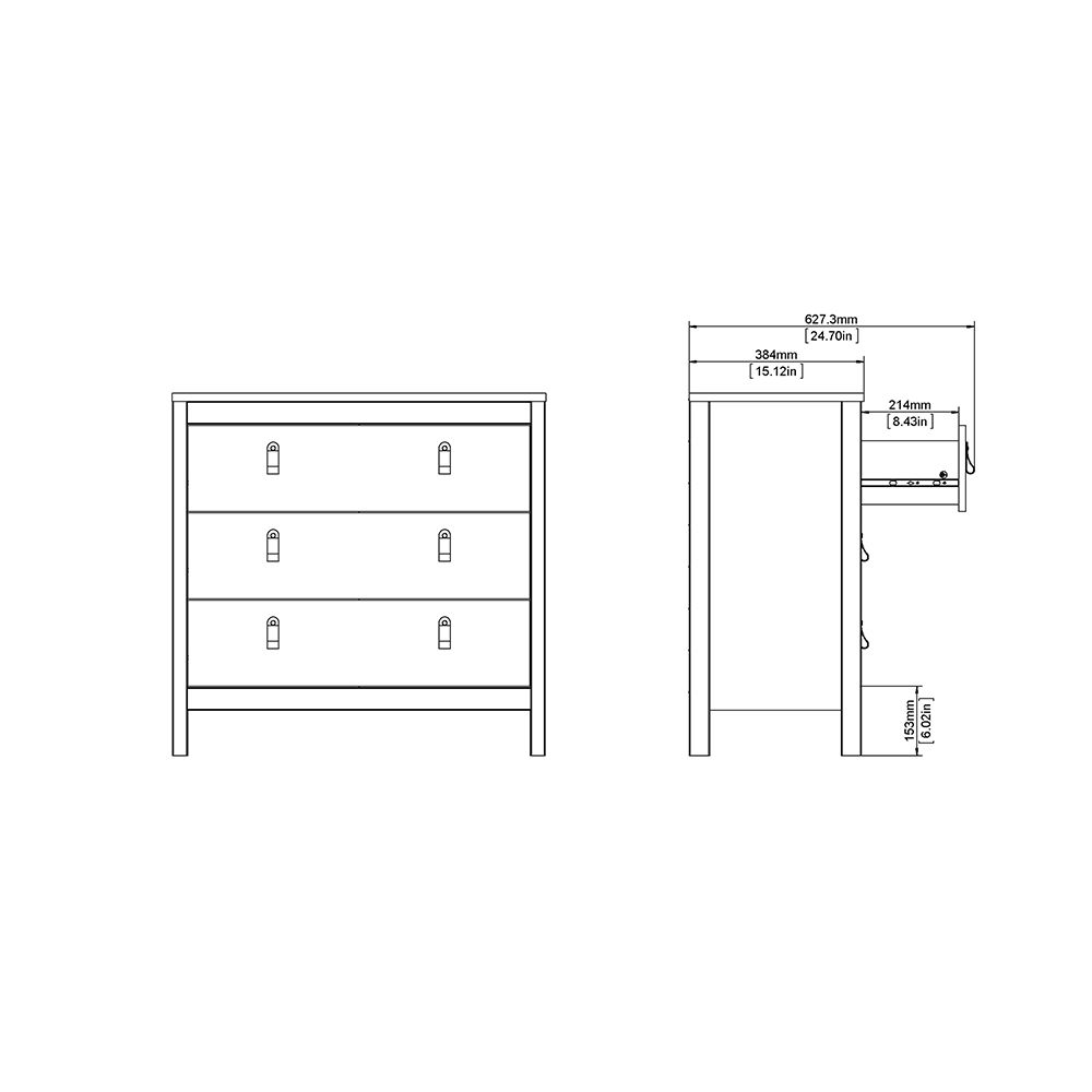Barcelona Chest of Drawers in Black - 3 Drawers