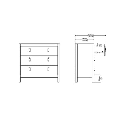 Barcelona Chest of Drawers in Black - 3 Drawers