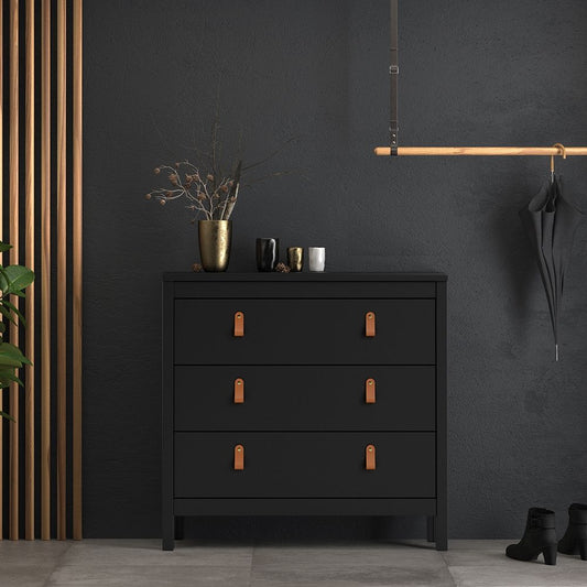 Barcelona Chest of Drawers in Black - 3 Drawers