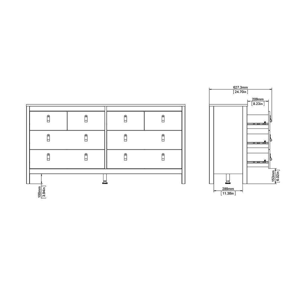 Barcelona White Chest of Drawers 4+4 Drawers