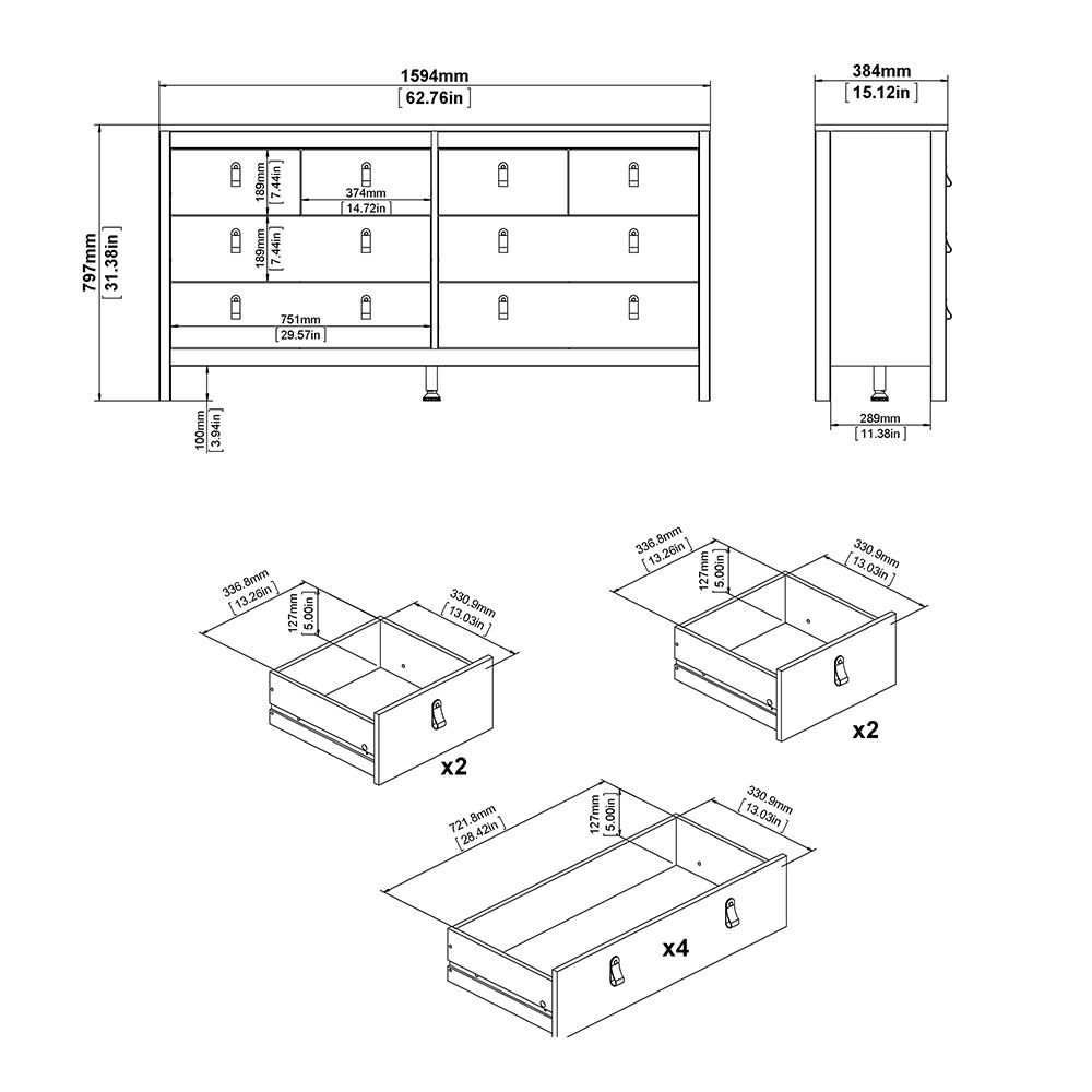 Barcelona White Chest of Drawers 4+4 Drawers