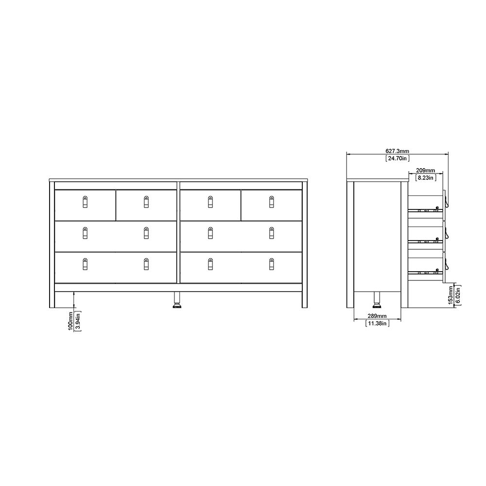 Barcelona Black Chest of Drawers 4+4 Drawers