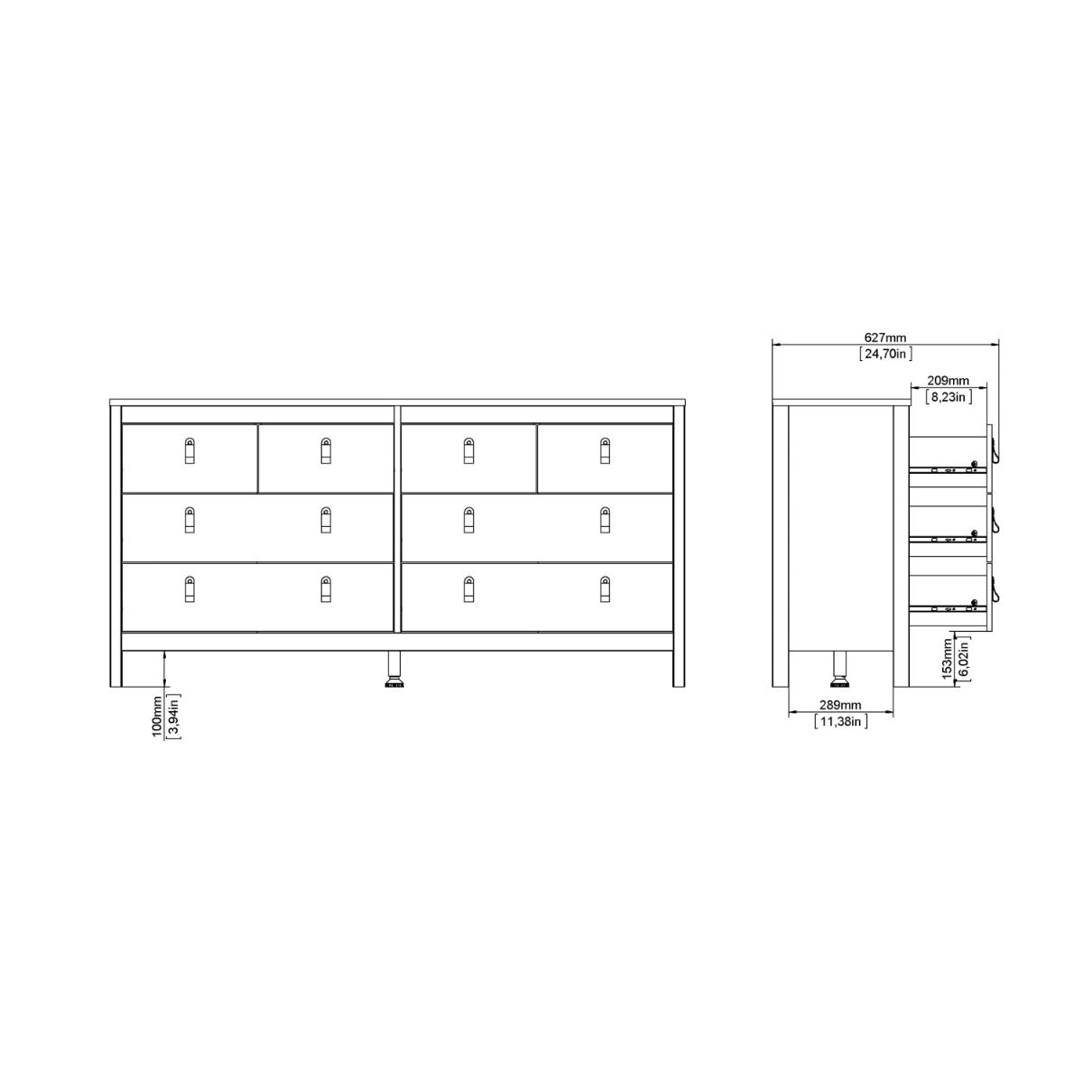 Barcelona Oak Chest of Drawers 4+4 Drawers