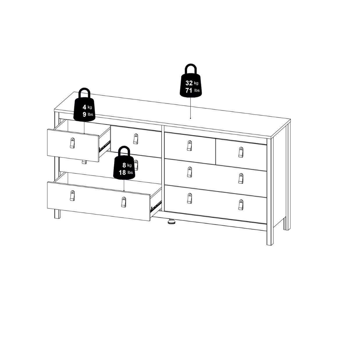 Barcelona Oak Chest of Drawers 4+4 Drawers