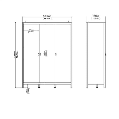 Barcelona White 3 Door Wardrobe