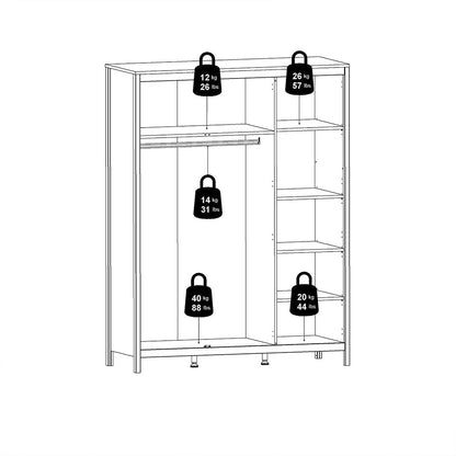 Barcelona Black 3 Door Wardrobe