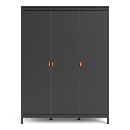 Barcelona Black 3 Door Wardrobe